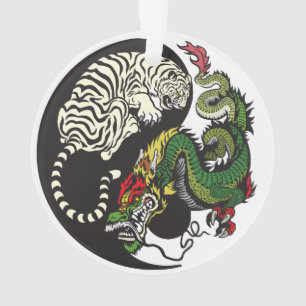 green dragon and white tiger yin yang symbol ornament