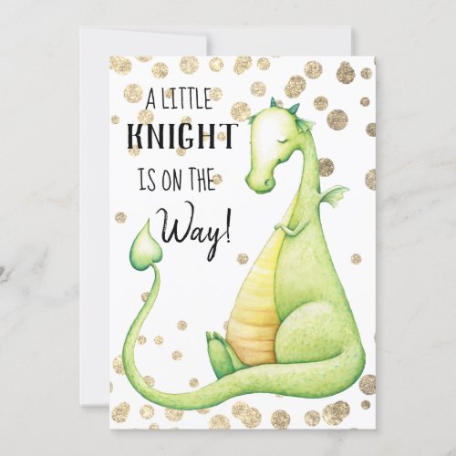  Green Dragon Baby Boy Baby Shower Invitation