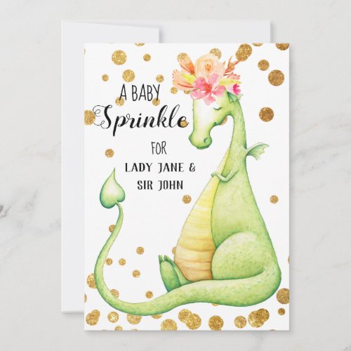*~* Green Dragon Baby Girl Sprinkle Invitation