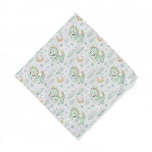 Green Dragon Baby Pastel Watercolor Pattern Bandana