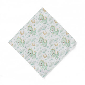 Green Dragon Baby Pastel Watercolor Pattern  Bandana