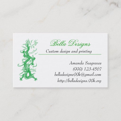 Customizable Green Dragon Business Cards