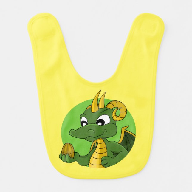 Green dragon cartoon baby bib (Front)