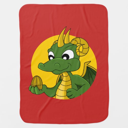 Green dragon cartoon baby blanket