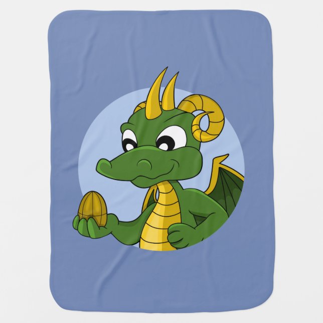 Green dragon cartoon baby blanket (Front)