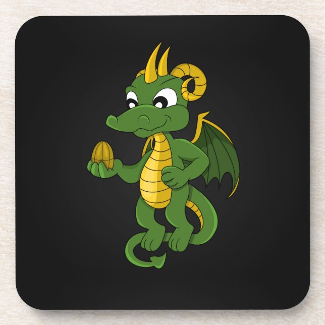 Green dragon cartoon Coasters (Front)