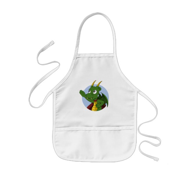 Green dragon cartoon  kids' apron (Front)