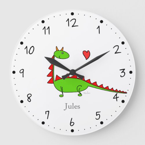 Green Dragon Cartoon Large Clock