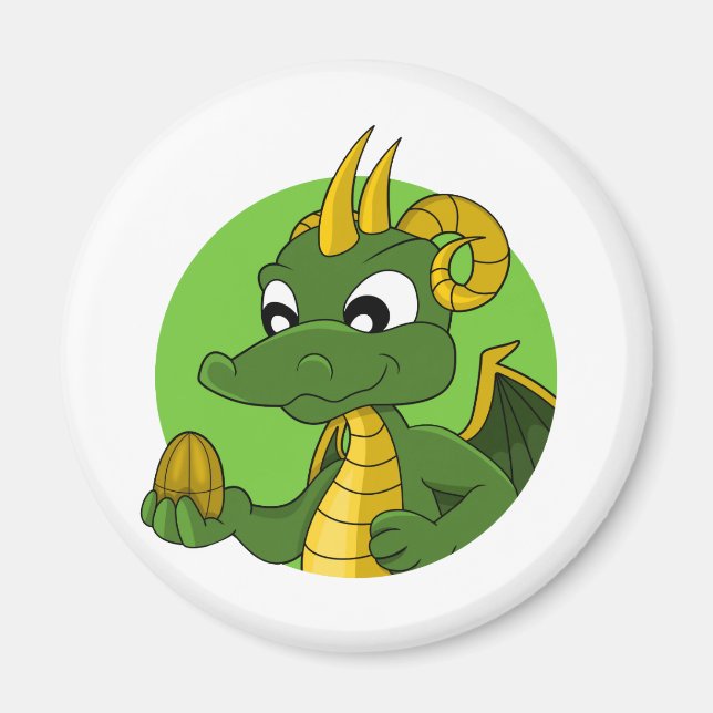 Green dragon cartoon magnet (Front)
