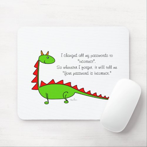 Green Dragon Cartoon Mouse Pad