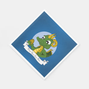 Green dragon cartoon paper napkins