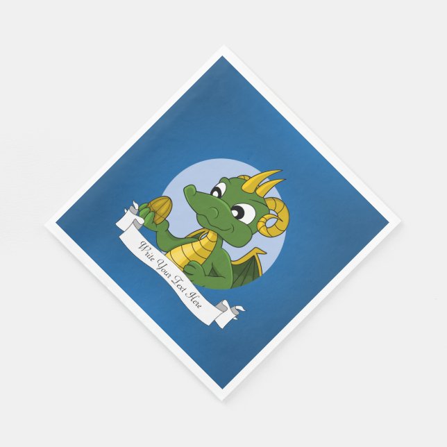 Green dragon cartoon paper napkins (Corner)