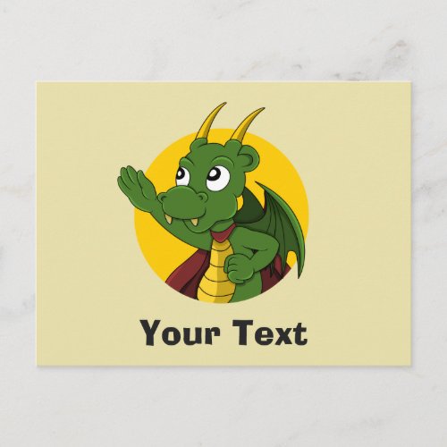 Green dragon cartoon postcard