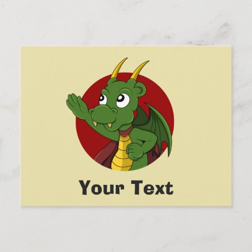 Green dragon cartoon postcard