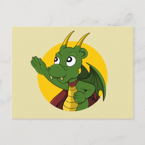 Green dragon cartoon postcard