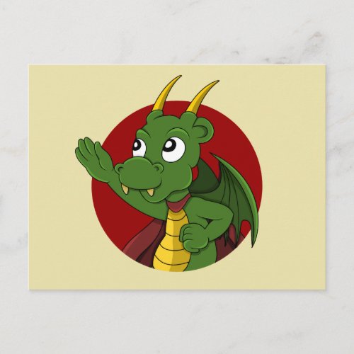 Green dragon cartoon postcard