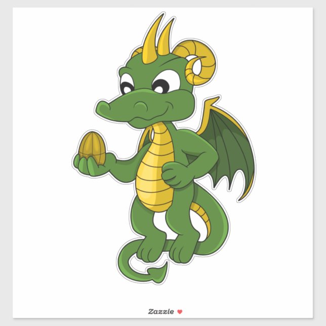 Green Dragon Cartoon Sticker (Sheet)