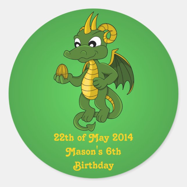 Green dragon cartoon Stickers (Front)