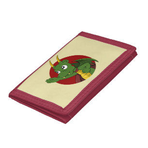 Green dragon cartoon trifold wallet