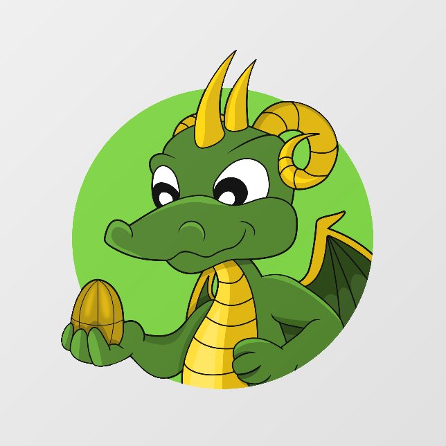Green dragon  cartoon  Wall Decal (Front)