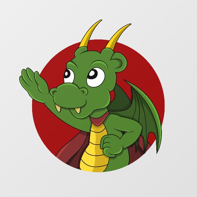 Green dragon  cartoon  Wall Decal (Front)