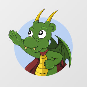 Green dragon cartoon Wall Decal