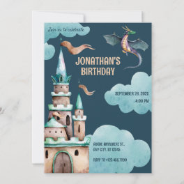 Green Dragon castle birthday Invitation