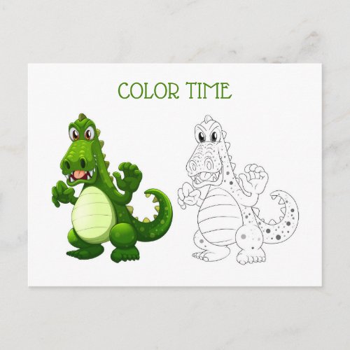 Green Dragon Coloring Activity Postcard
