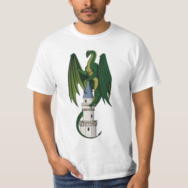 Green Dragon Design on a White T-Shirt (Front)