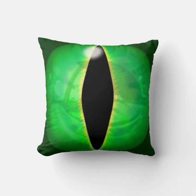 Green Dragon Eye Throw Pillow (Front)