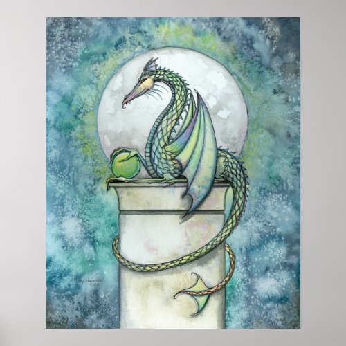 Green Dragon Fantasy Art Print by Molly Harrison