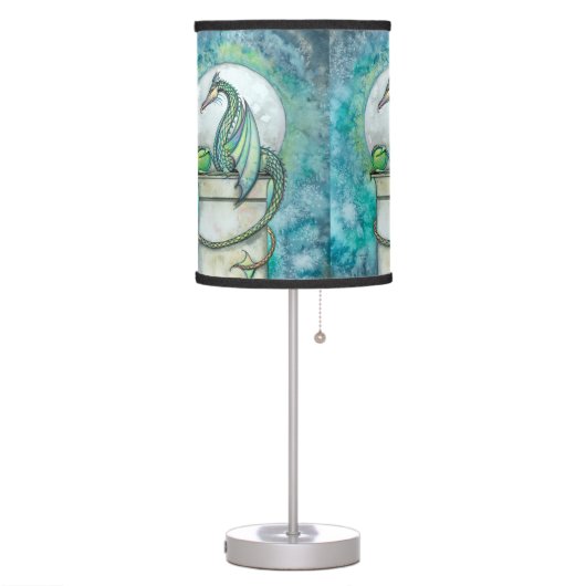 Green Dragon Fantasy Art Table Lamp (Left)