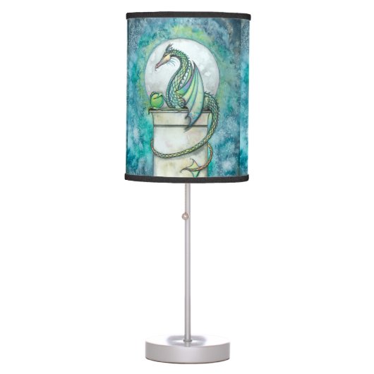 Green Dragon Fantasy Art Table Lamp (Front)