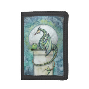 Green Dragon Fantasy Art Trifold Wallet