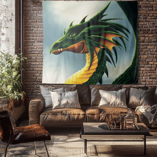 Green Dragon Fantasy Tapestry