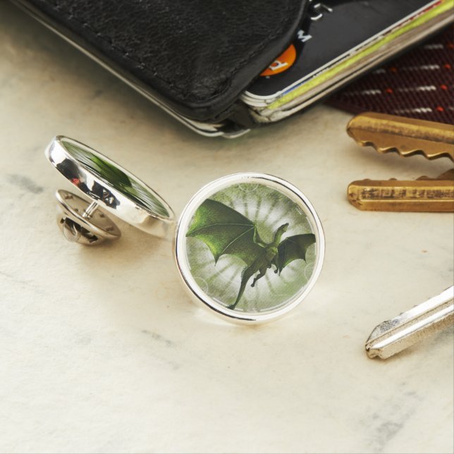 Green Dragon Fantasy Wedding Lapel Pin (In Situ)
