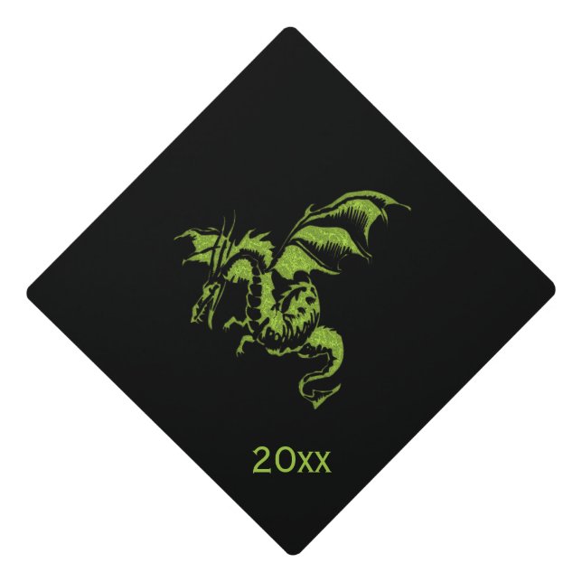Green Dragon Graduation Cap Topper (Front)