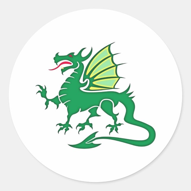 green dragon green dragon classic round sticker (Front)