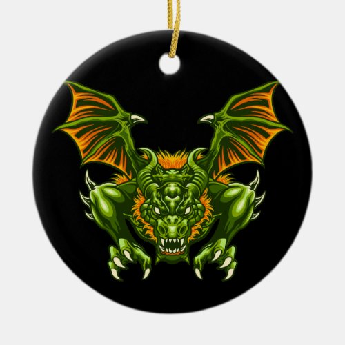 green dragon illustration ceramic ornament