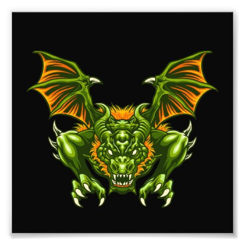 green dragon illustration photo print