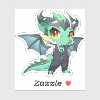 Green Dragon in a Suit Sticker