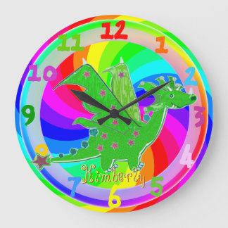 Green Dragon Kids Clock customizable Name Kimberly