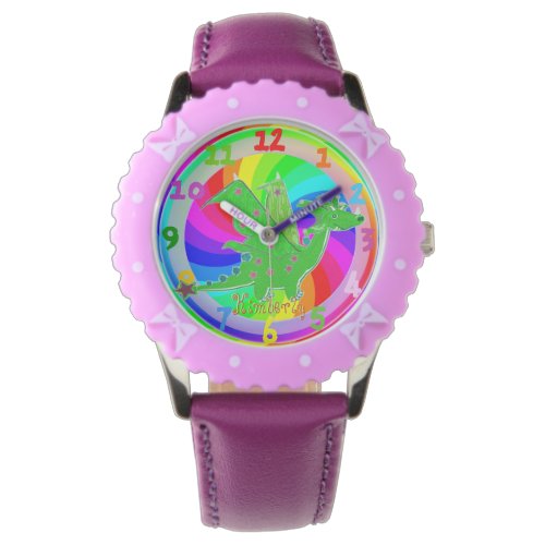 Green Dragon Kids Watch customizable Name Kimberly