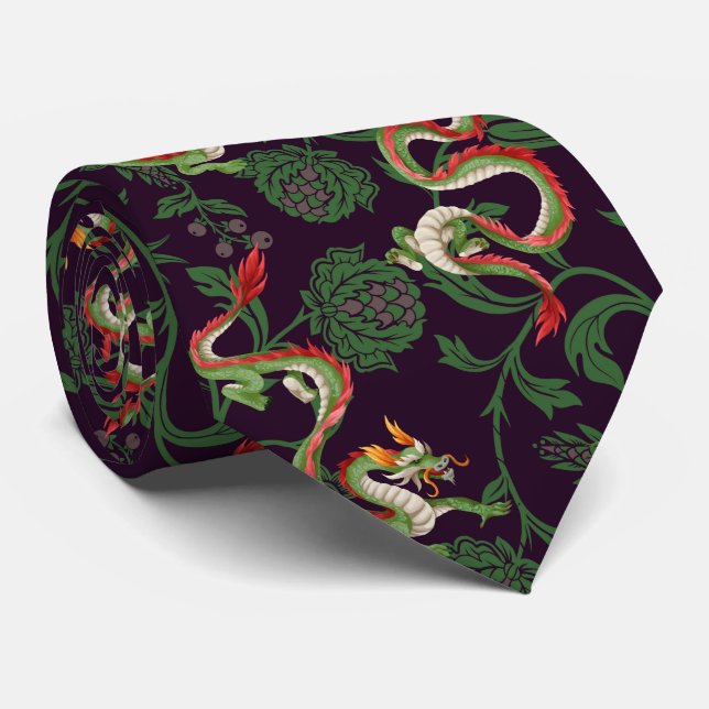 Green Dragon  Neck Tie (Rolled)