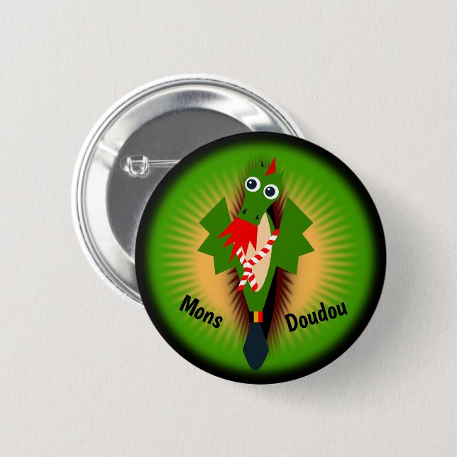 Green dragon of Doudou Ducasse Button (Front & Back)
