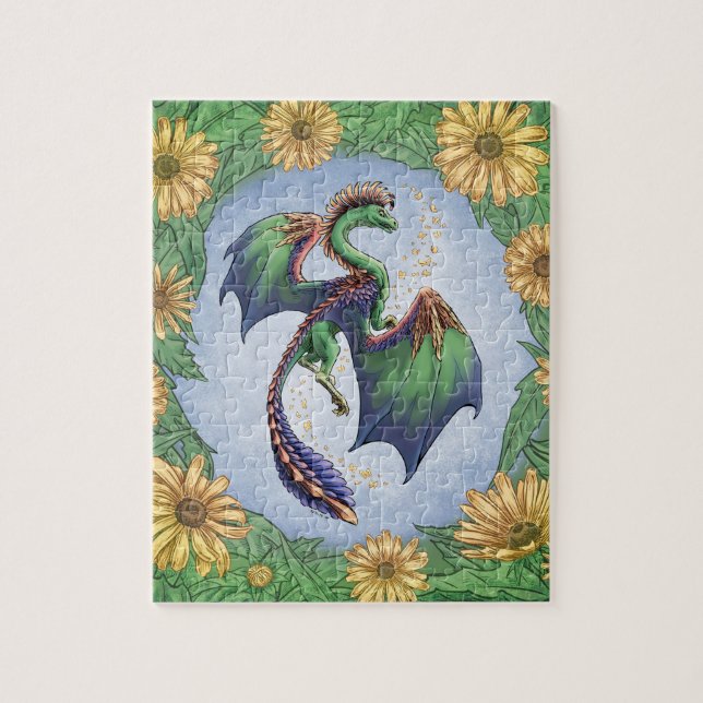 Green Dragon of Summer Nature Fantasy Art Jigsaw Puzzle (Vertical)