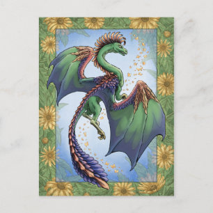 Green Dragon of Summer Nature Fantasy Art Postcard