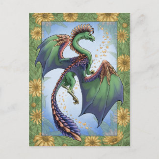 Green Dragon of Summer Nature Fantasy Art Postcard