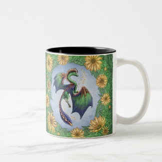 Green Dragon of Summer Nature Fantasy Art Two-Tone Coffee Mug