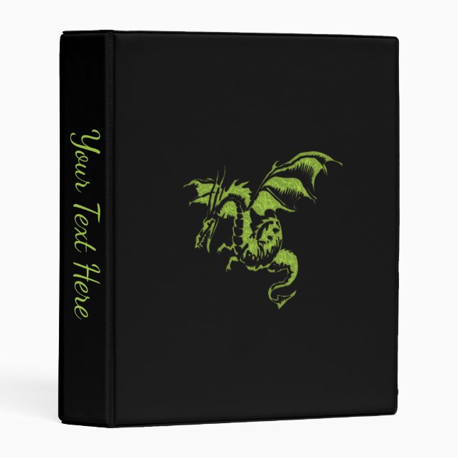 Green Dragon on Black Mini Binder (Front/Spine)